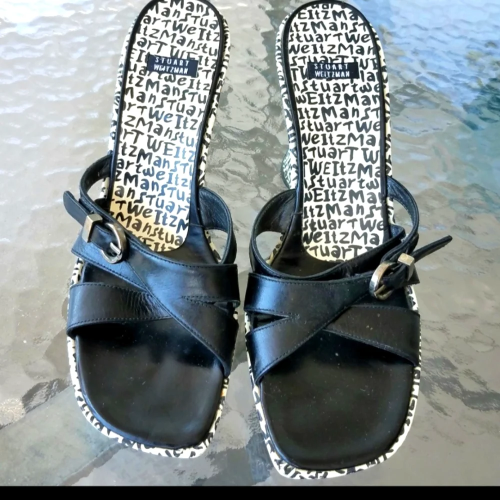 ❤ SALE STUART WEITZMAN VINTAGE Signature Wedge Slide Sandals 8 - Picture 2 of 5
